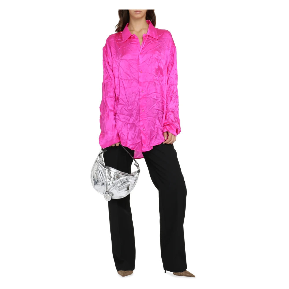 Balenciaga Zijden overhemd met gekreukt effect Pink Dames