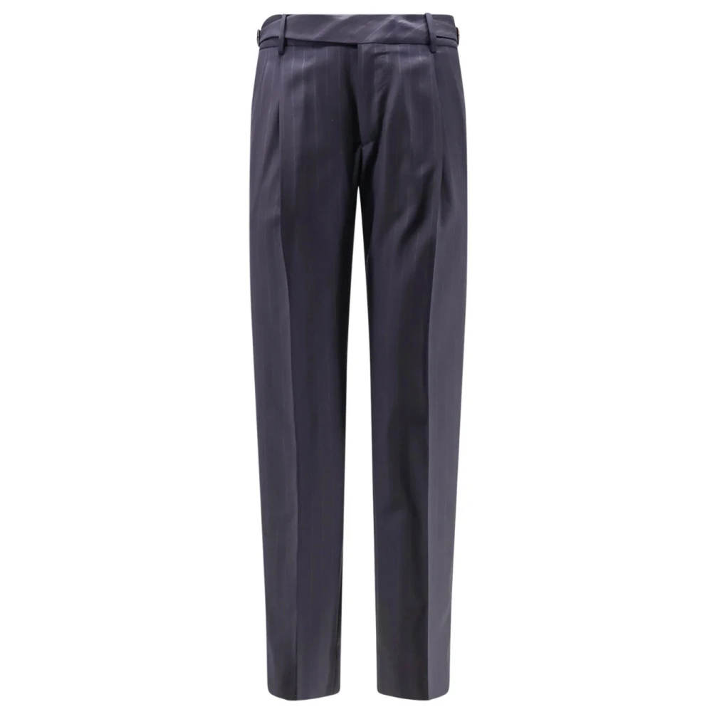 Dolce & Gabbana Men's Blue Pinstripe Virgin Wool Trousers - Suit Trousers - M - Trousers