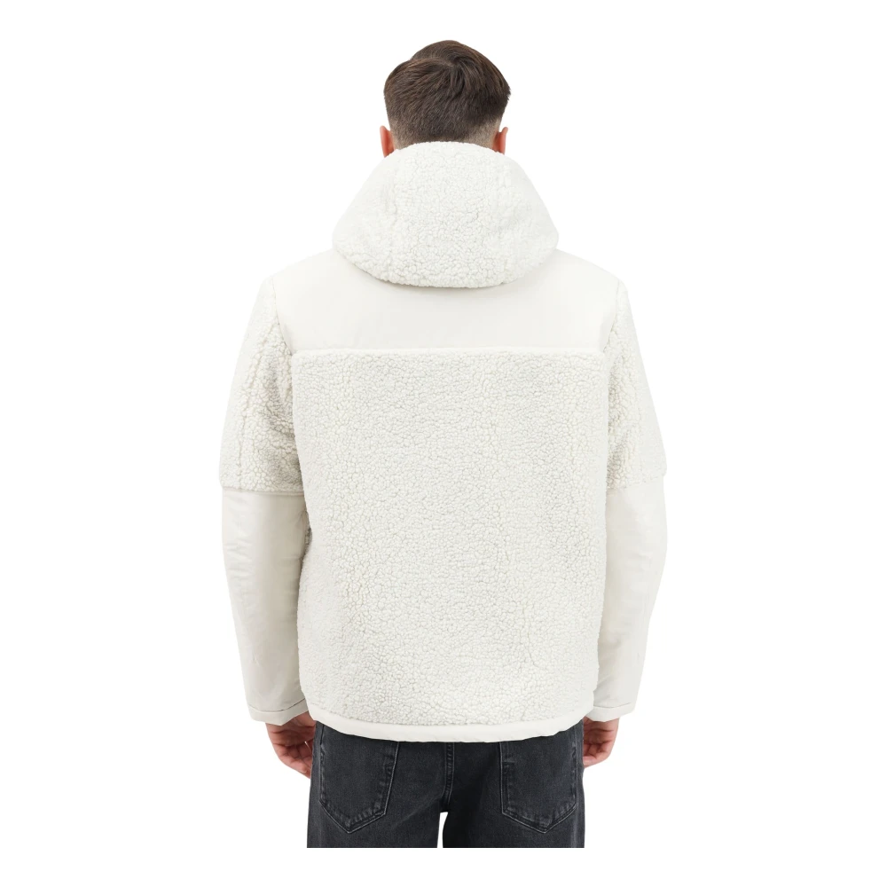 Blauer Witte Gewatteerde Jas met Bont White Heren