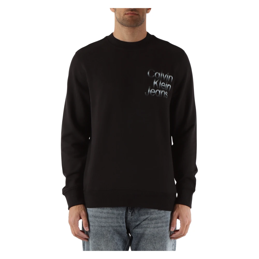 Calvin Klein Jeans Katoenen sweatshirt met voorlogo Black Heren