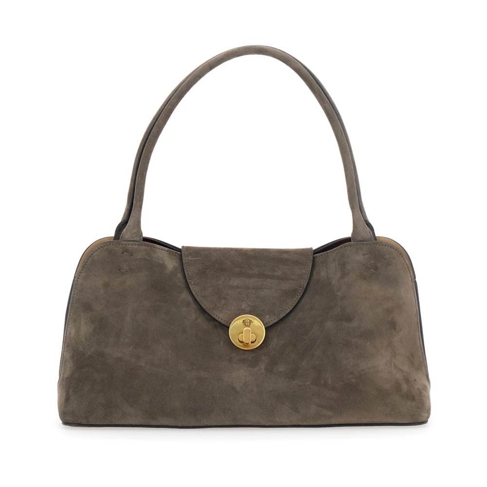 Versace Women's Brown Handbags, One Size, Vivian Suede East/West Shoulder Bag