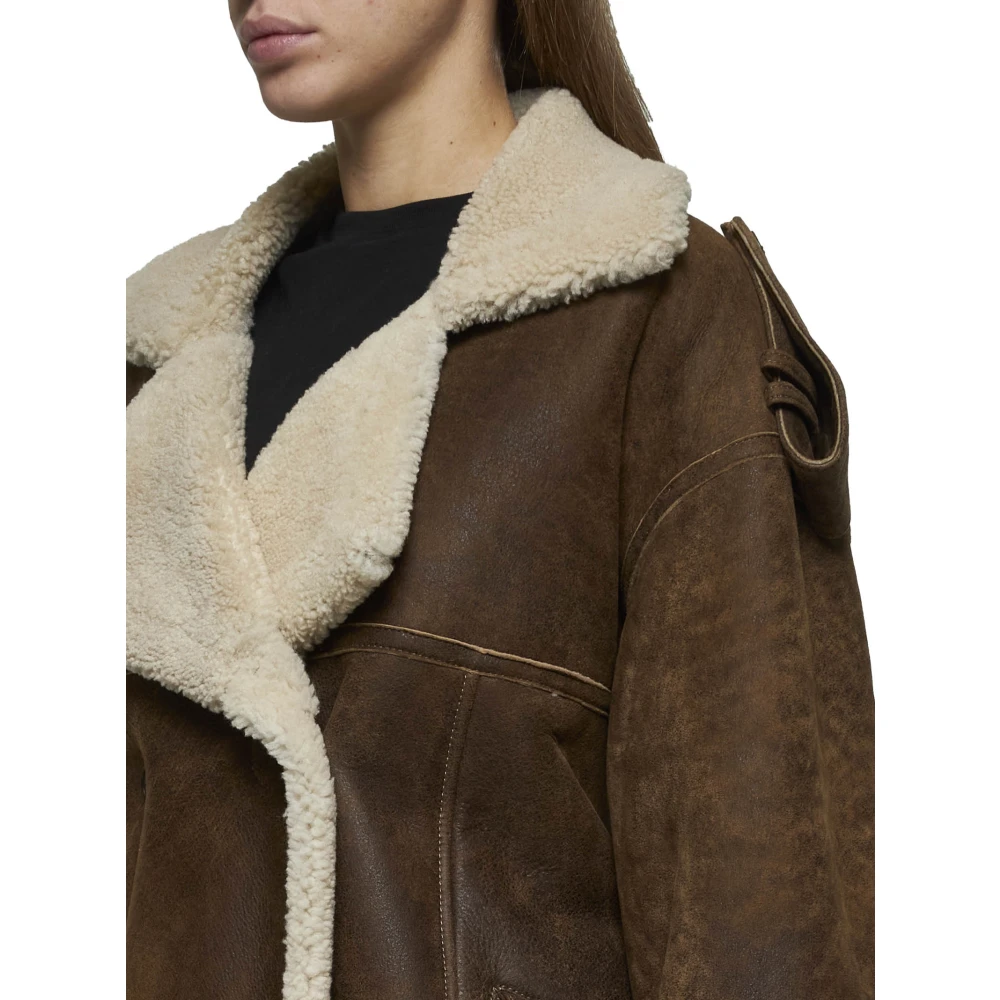 Salvatore Santoro Schapenvacht Gevoerde Bruine Suède Jas Brown Dames