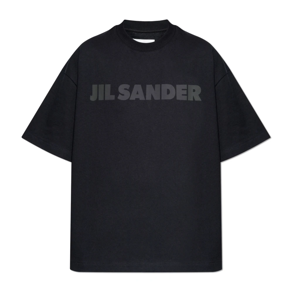 Jil Sander T-shirt met logo Black Dames