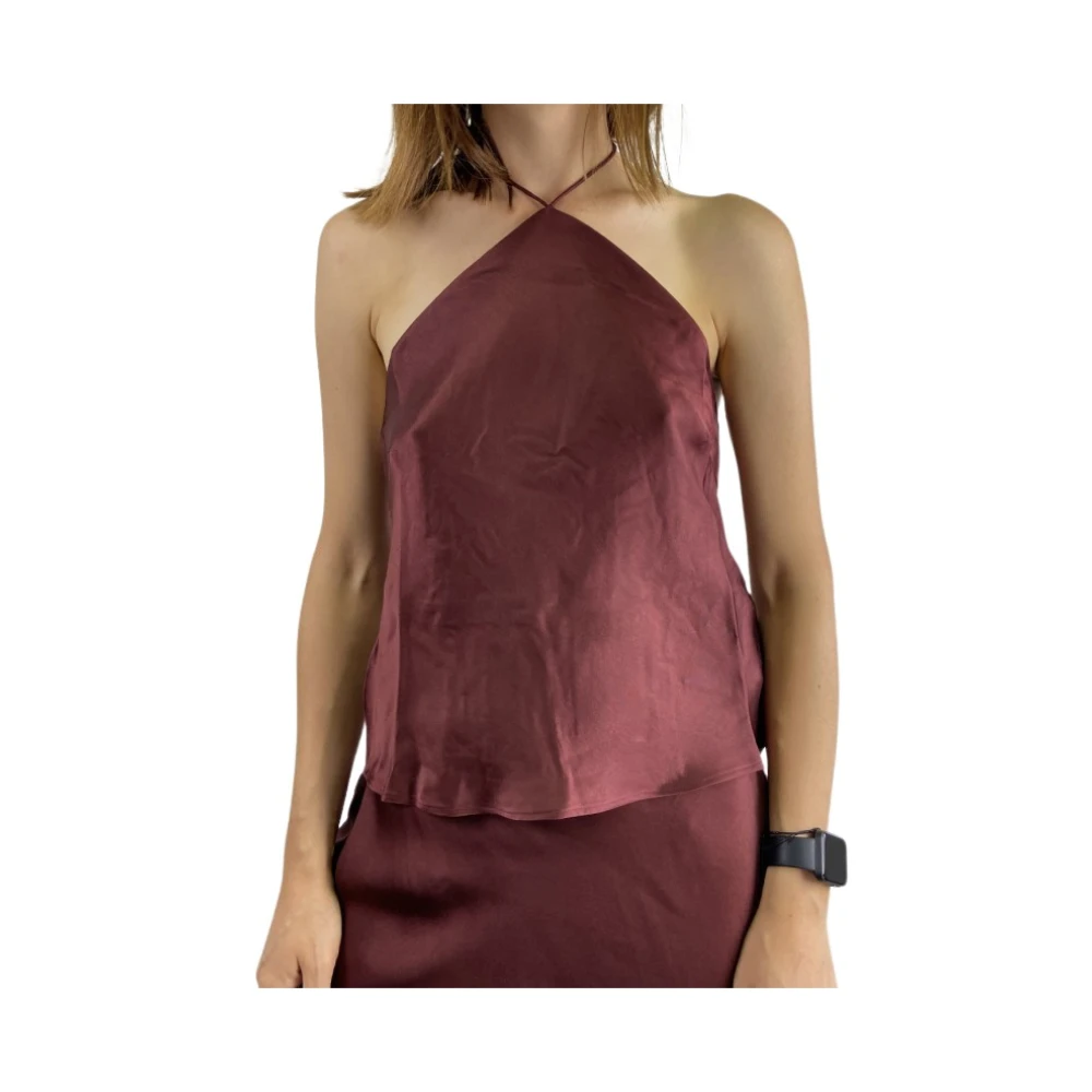 Anine Bing Satijnen Top met Strik Purple Dames