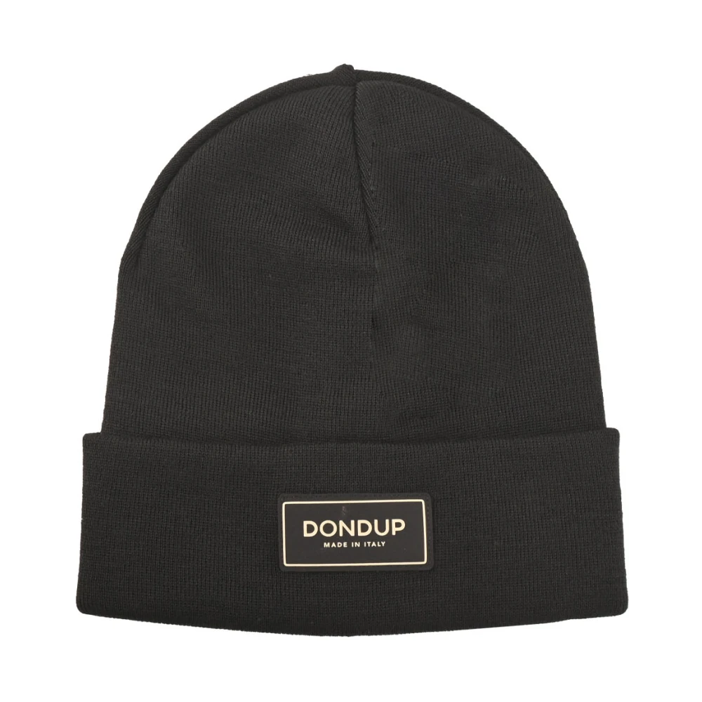 Dondup Zwarte Gebreide Logopatch Hoed Black Heren