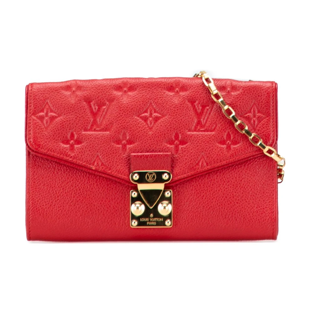 Louis Vuitton Vintage Women's Red Pre-Owned Embossed Leather Chain Wallet