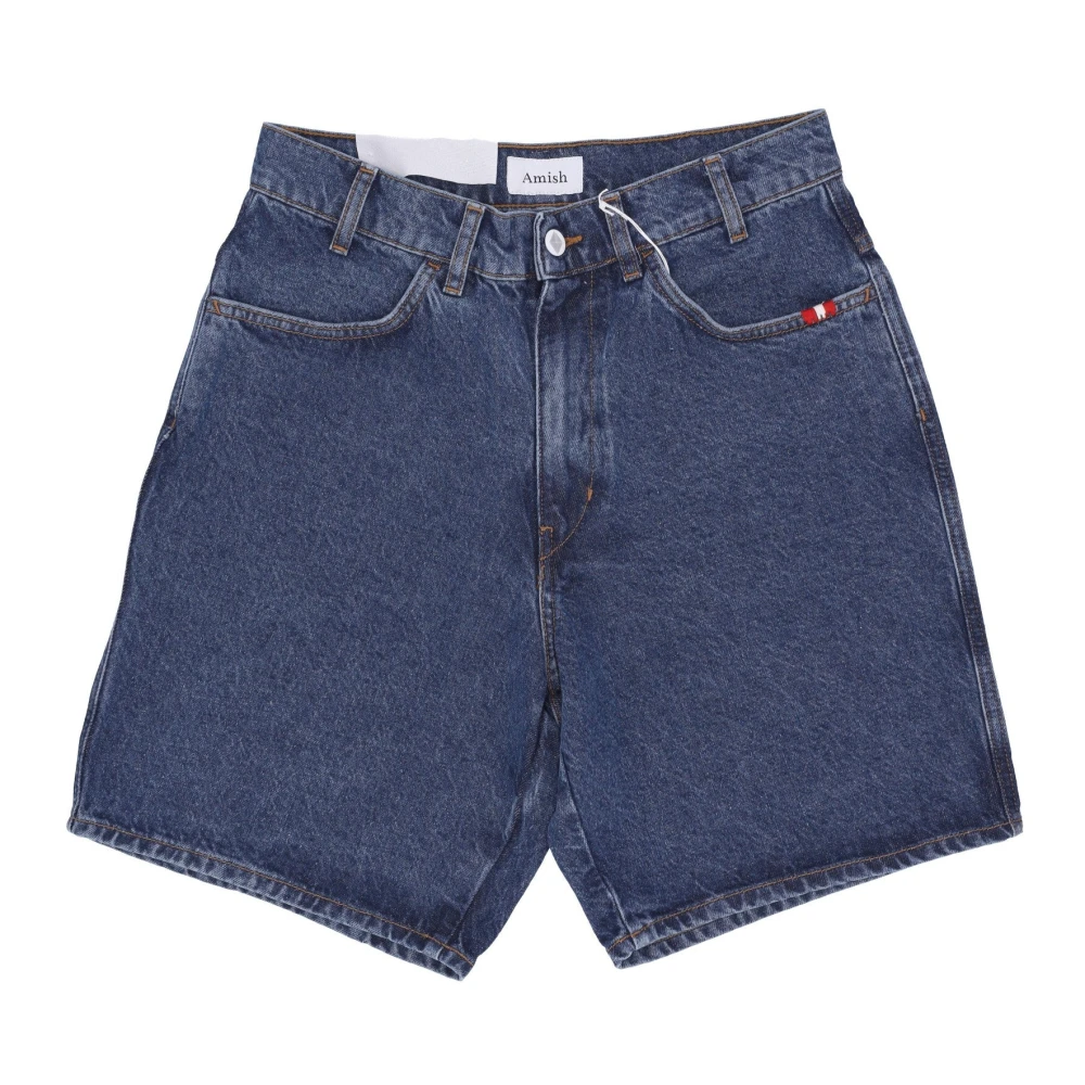 Amish Denim Bermuda Shorts Straight Fit Blue Heren