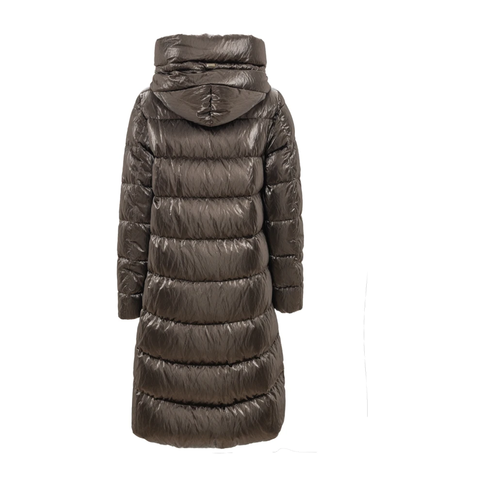 Herno Lange Gewatteerde Parka met Capuchon Gray Dames