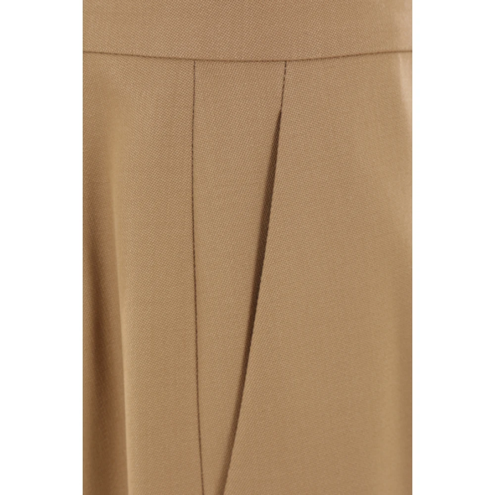 Chloé Wijde Pijp Bruine Wollen Broek Brown Dames