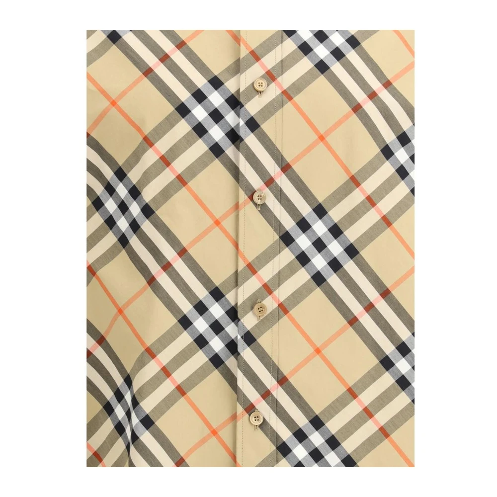 Burberry Geruite overhemd met verstelbare manchetten Beige Heren