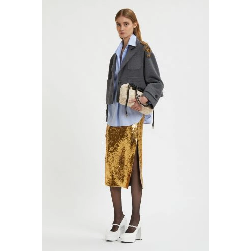 Ermanno Scervino Gouden Pailletten Rok Yellow Dames