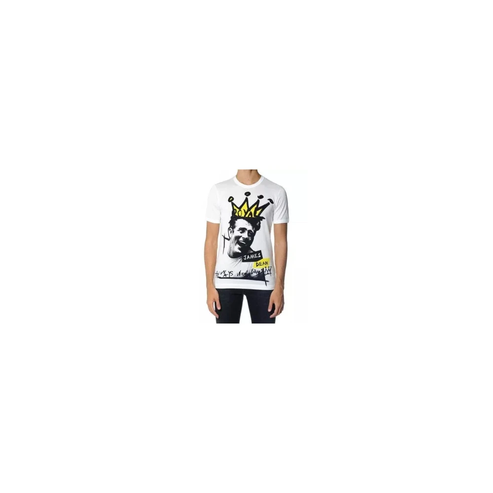 Dolce & Gabbana Men's White James Dean Graphic Print T-Shirt