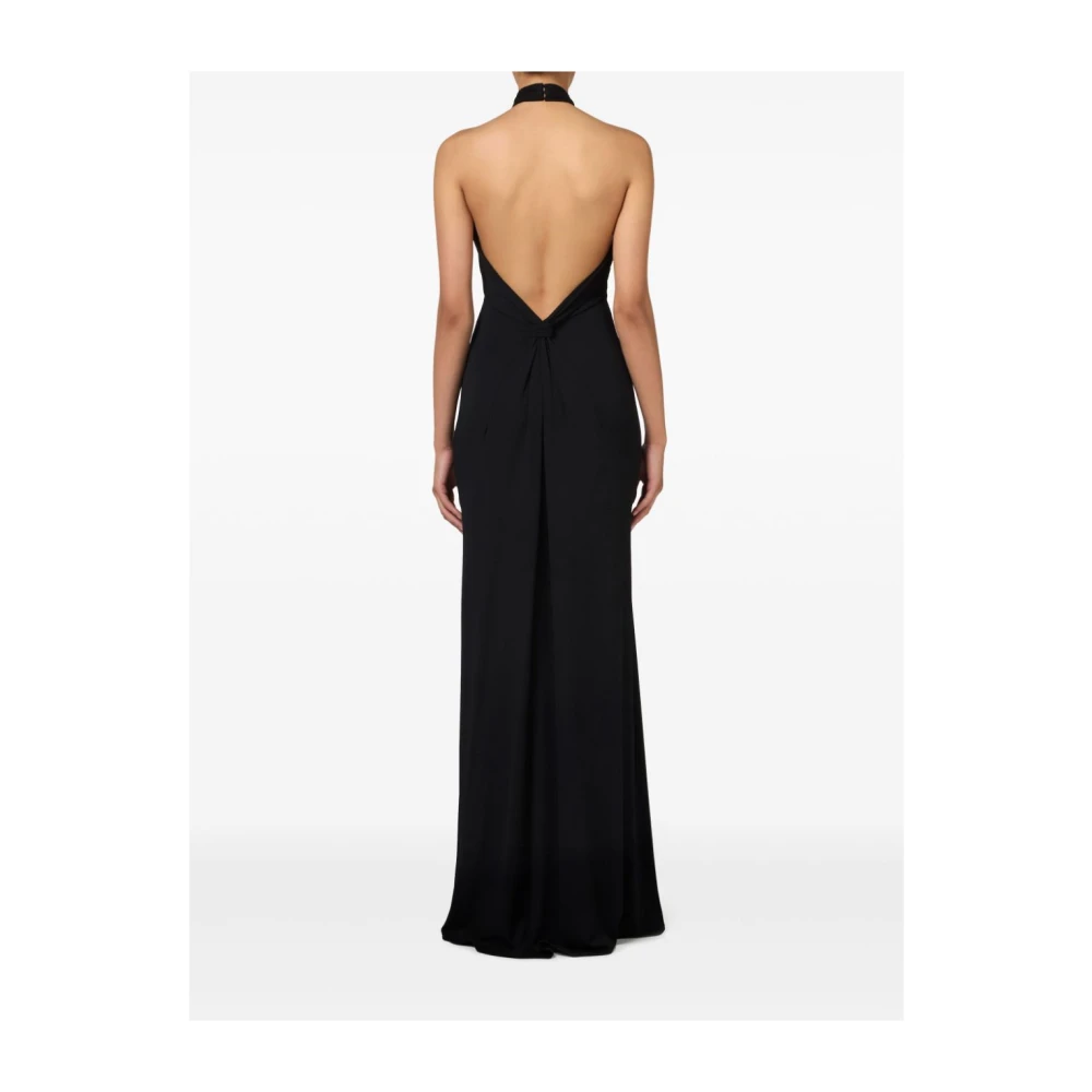 Elisabetta Franchi Zwarte rode loper jurk met uitlopende rok Black Dames