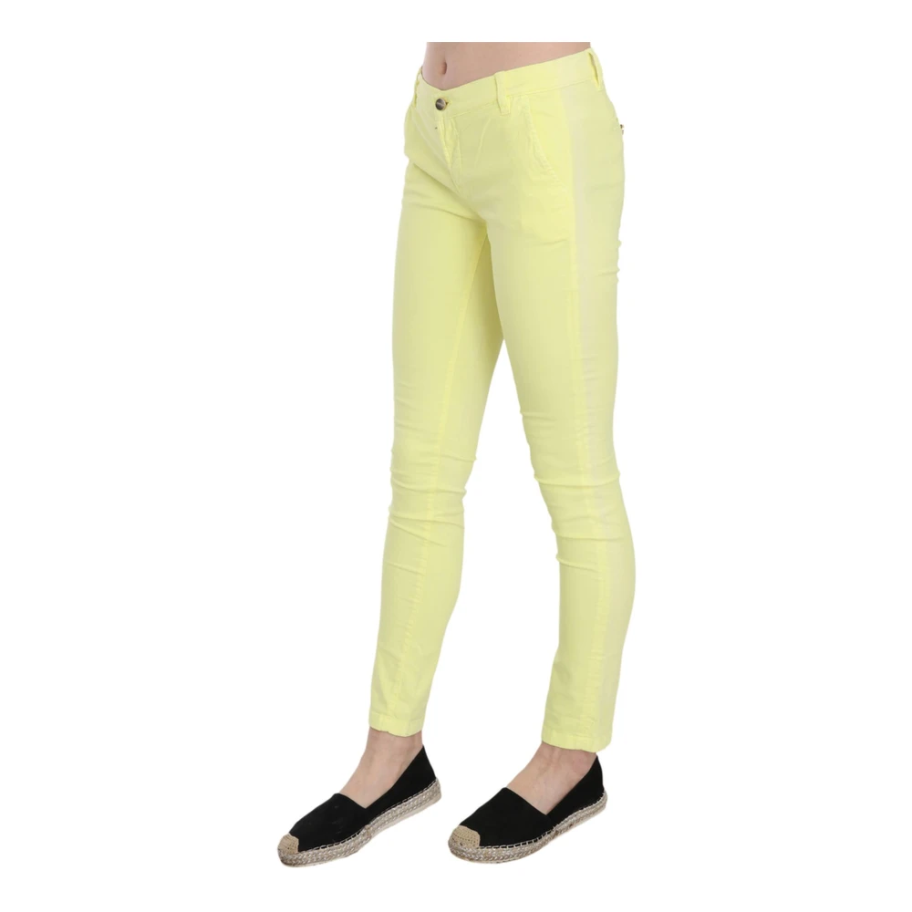 pinko Gele Skinny Broek Logo Details Yellow Dames