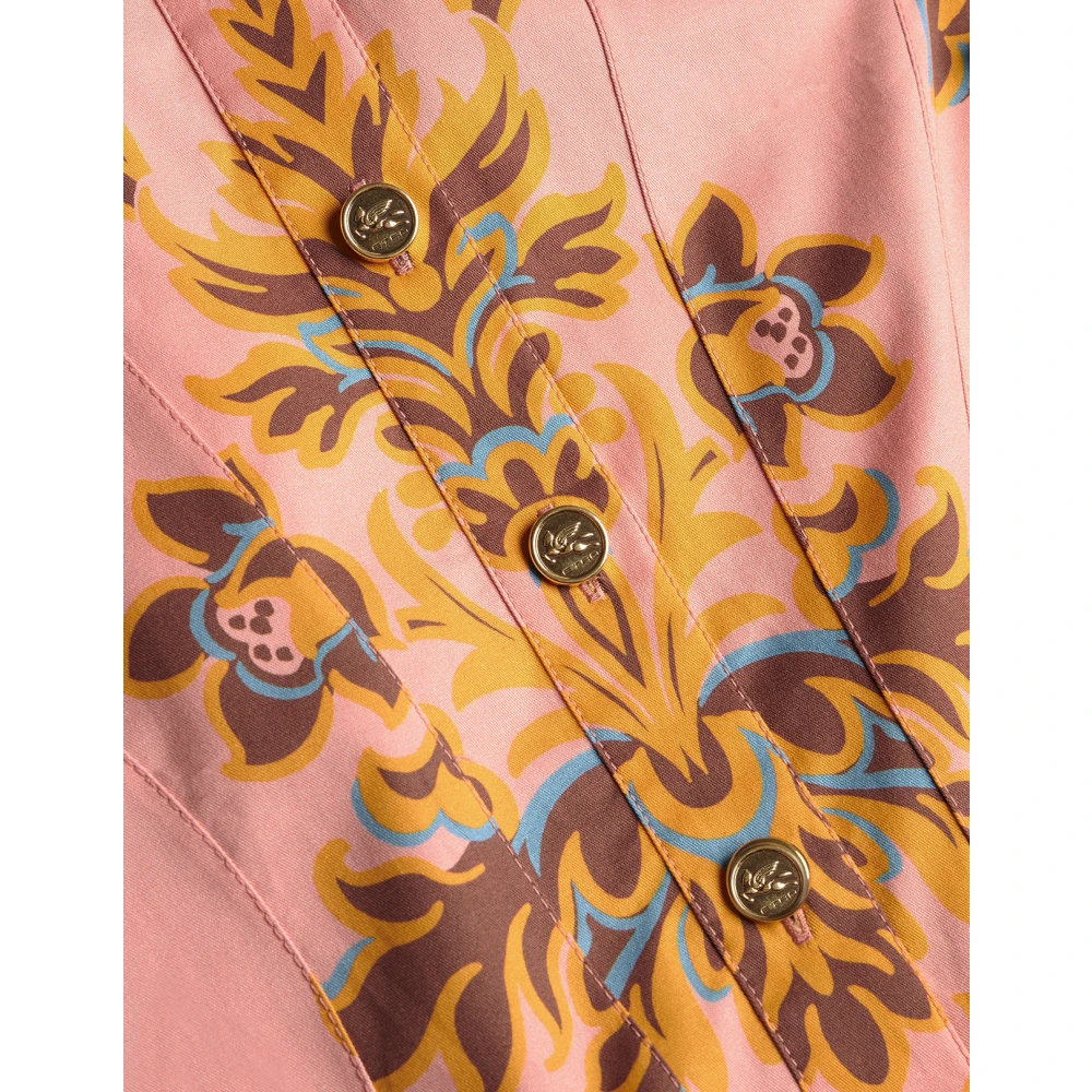 ETRO Roze Venus Print Maxi Shirt Jurk Multicolor Dames
