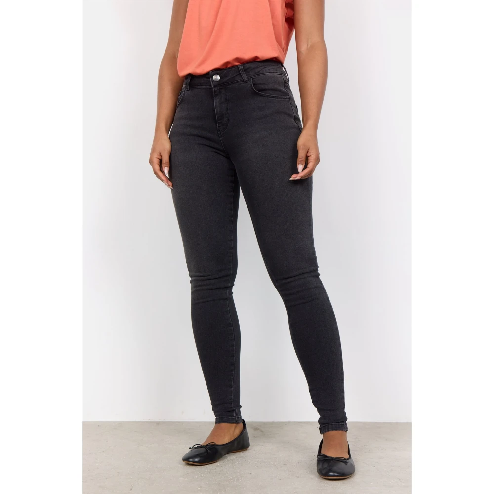Soyaconcept Casual Slim-Fit Jeans met Zoomdetail Black Dames