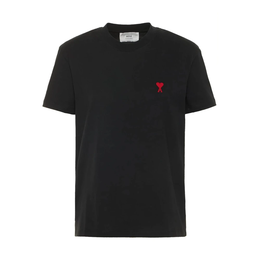 Ami Paris Katoenen T-shirt met Monogrammotief Black Dames