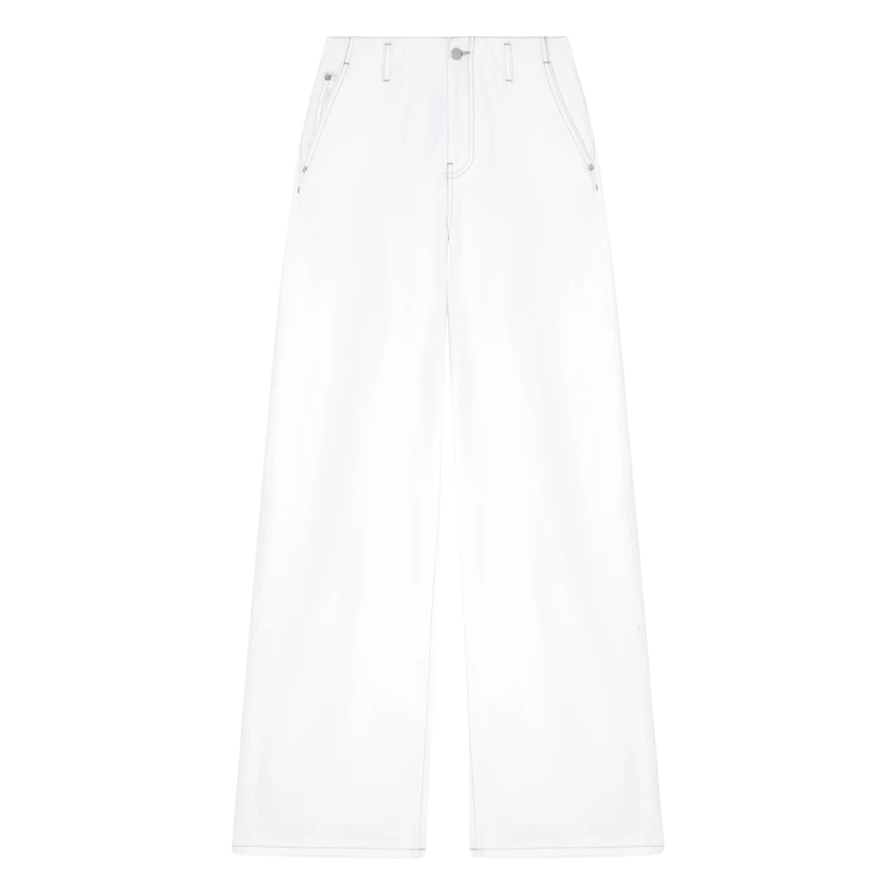 Emporio Armani Women's White Wide Trousers, W26, Slim Fit Jeans
