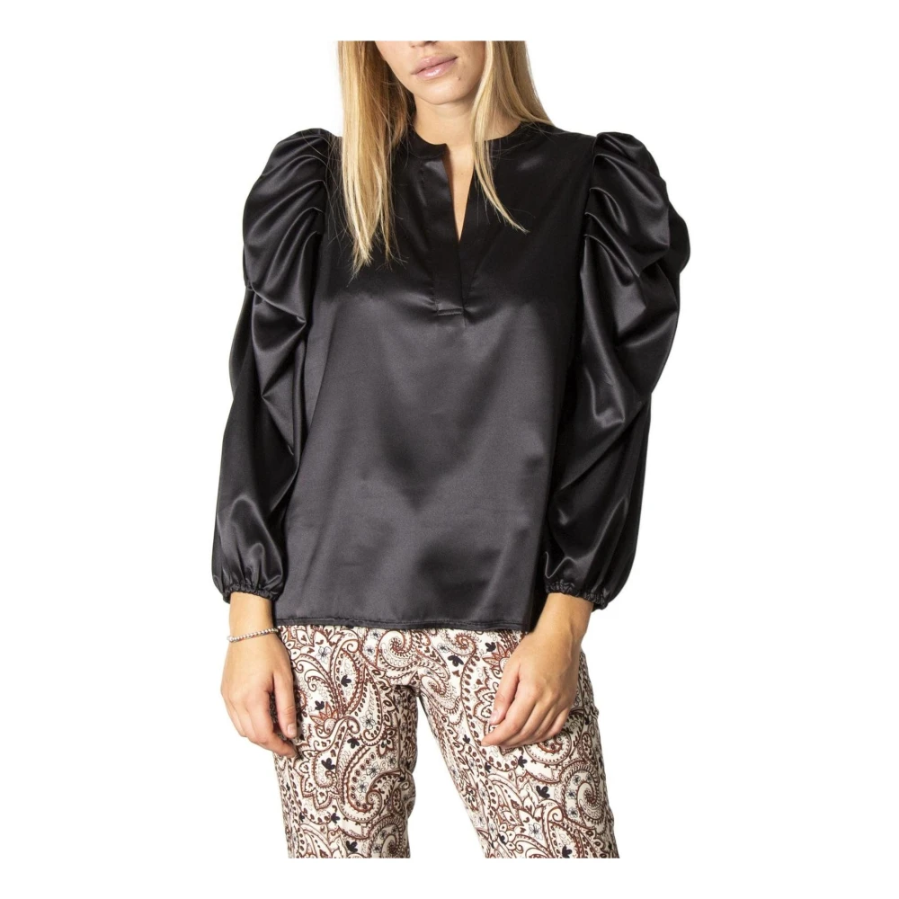 Sandro Ferrone Zwart Stijlvol Damesoverhemd Black Dames