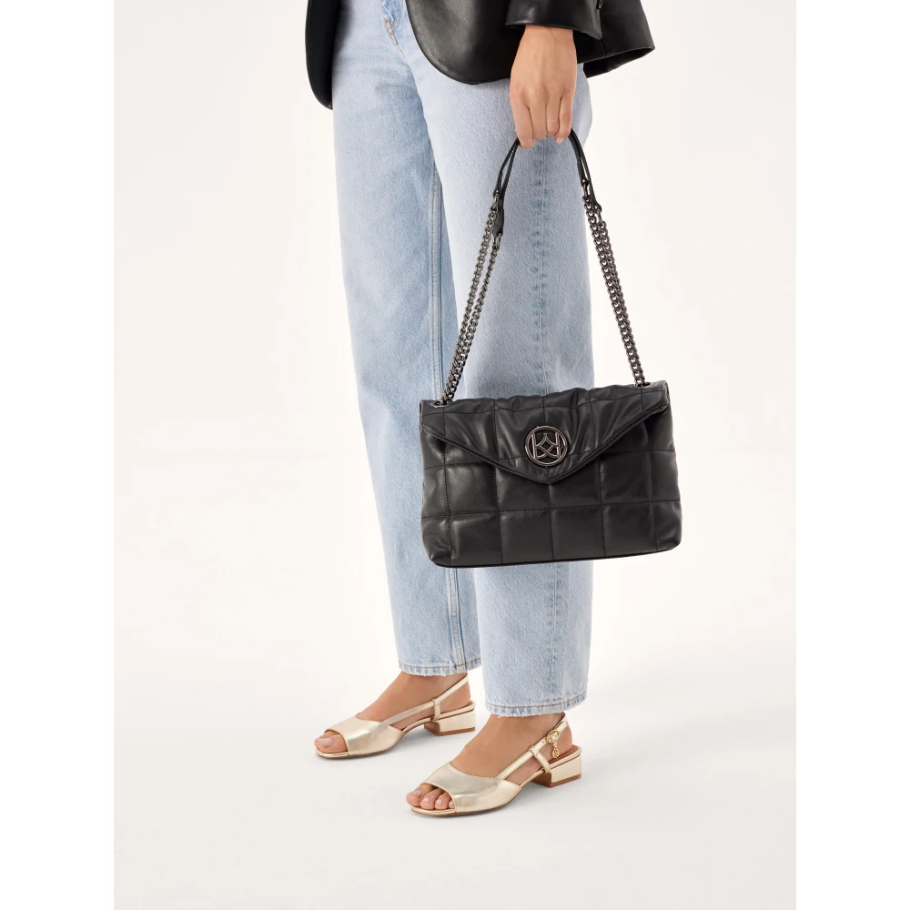 Kazar Gewatteerde leren handtas met klep Black Dames