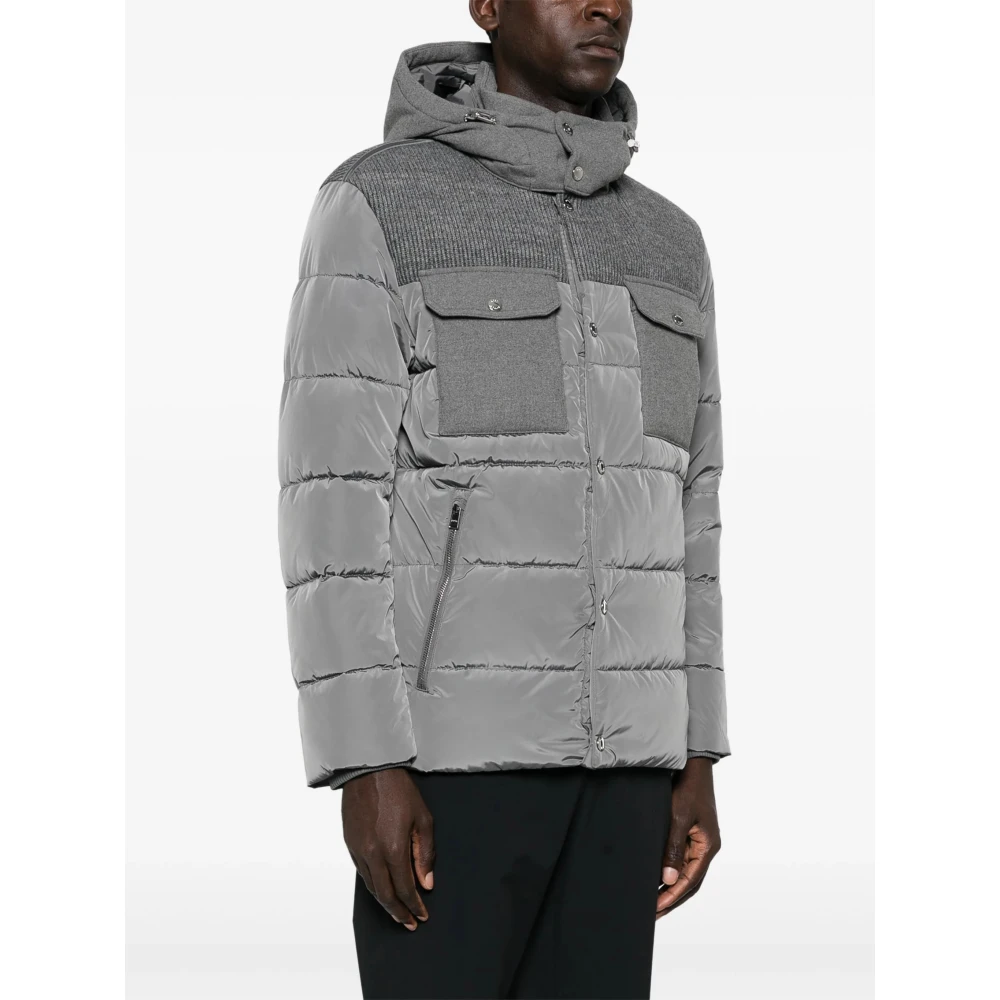 Hugo Boss Gewatteerde jas met capuchon en rits Gray Heren