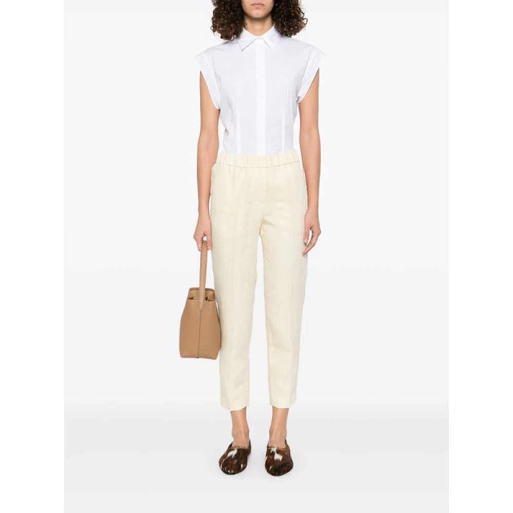 PESERICO Witte Beaded-Trim Shirt met Knoopsluiting White Dames