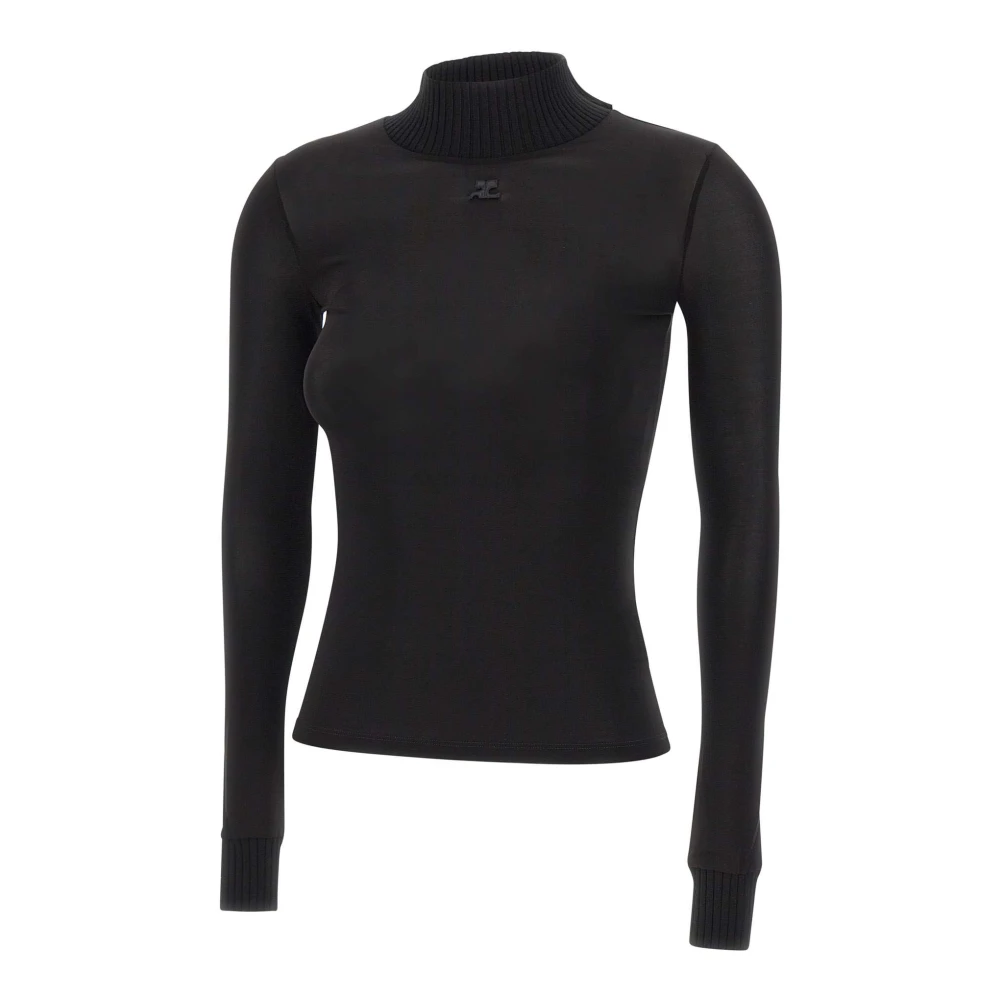 Courrèges Black Reedition Second Skin Top - Female - Turtlenecks - Xs - Knitwear