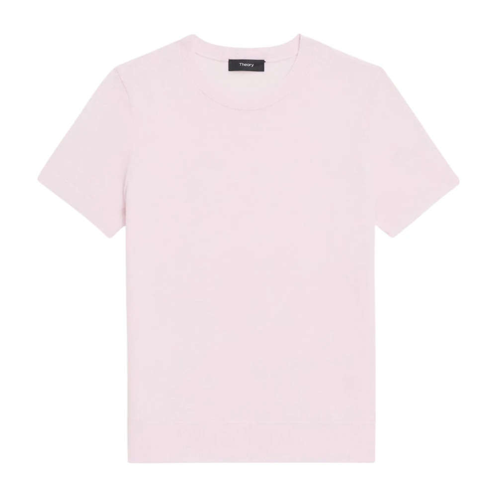 Theory Merinowol T-shirt Roze Klassieke Stijl Pink Dames