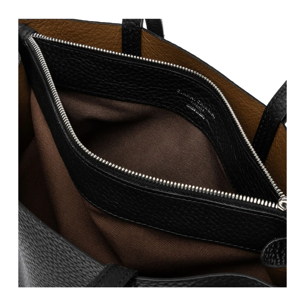 Gianni Chiarini Zwarte Dubbel Graanleren Maxi Tas Black Dames