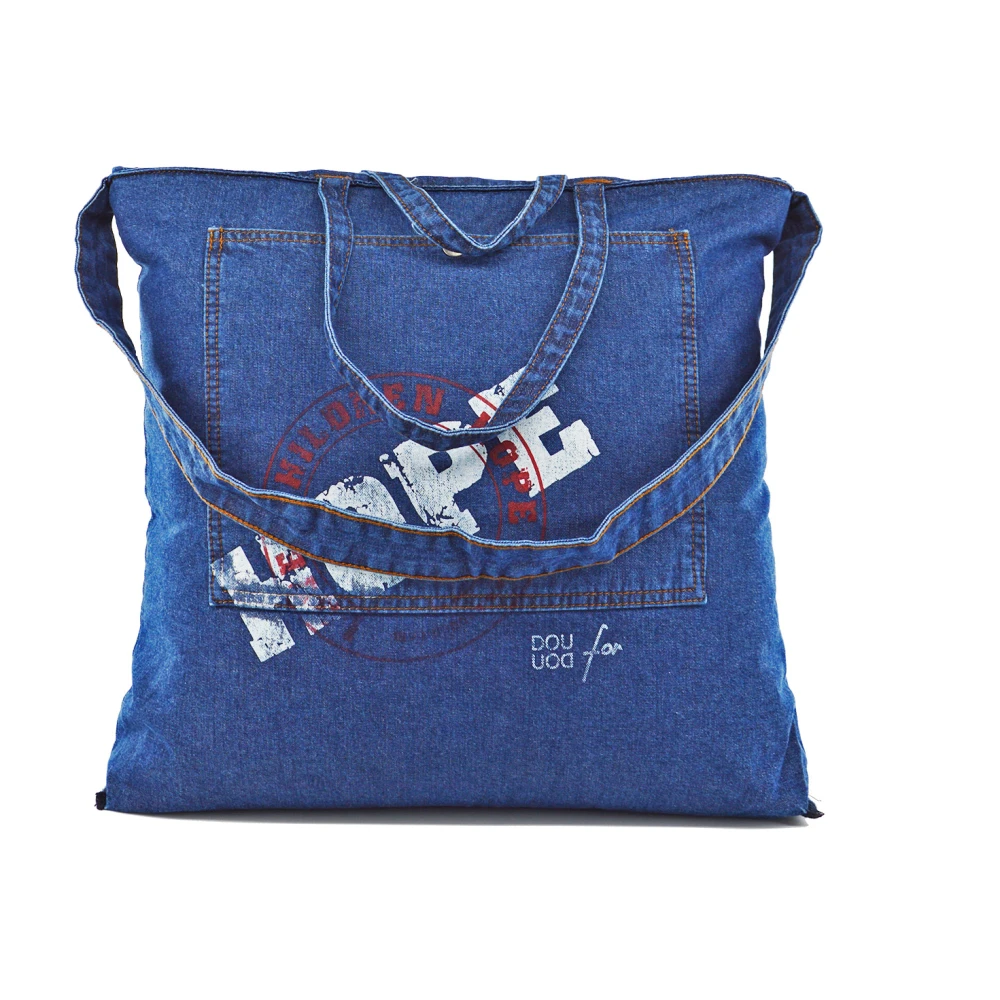 Douuod Woman Canvas Shopping Bag met Schouderband Blue Dames