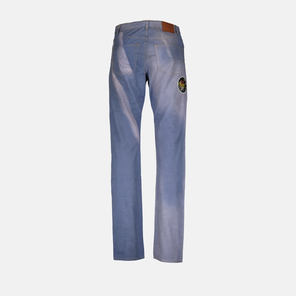 Dior Blauwe Gewassen Straight Cut Jeans Blue Heren