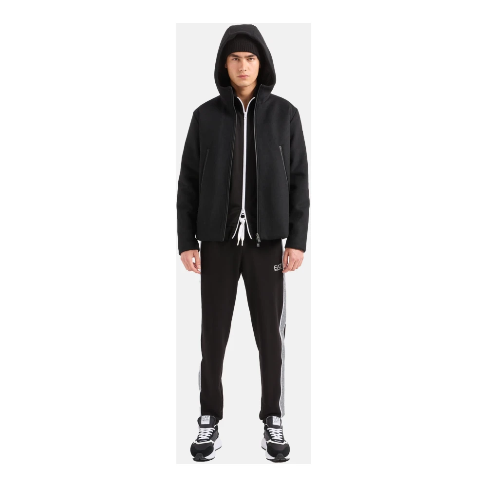 Emporio Armani EA7 Stijlvolle Jas voor Mannen Black Heren