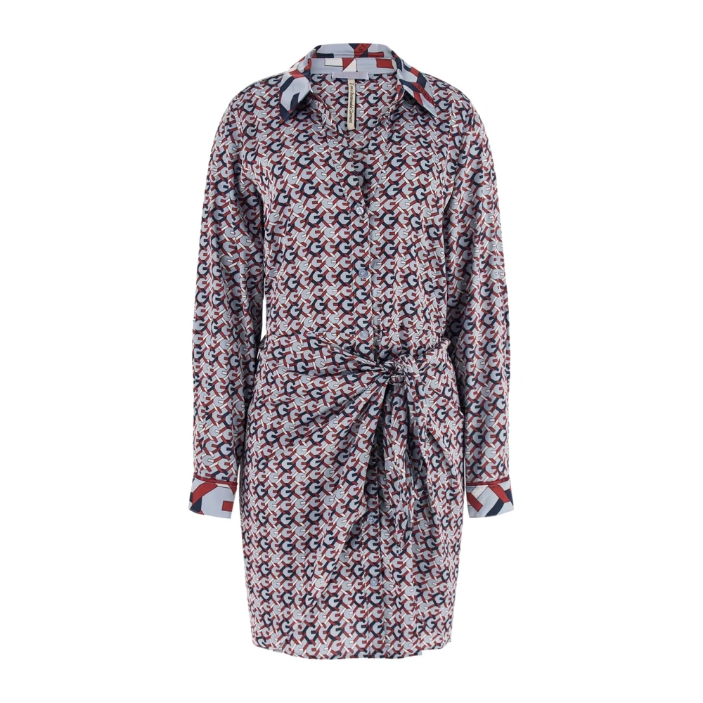 Guess Zijden Omslagjurk met All-Over Print Blue Dames