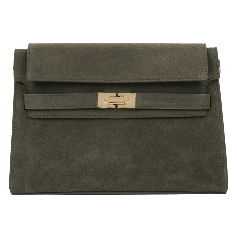 Estro Women's Green Shoulder Bags, One Size, Velour Shoulder Bag