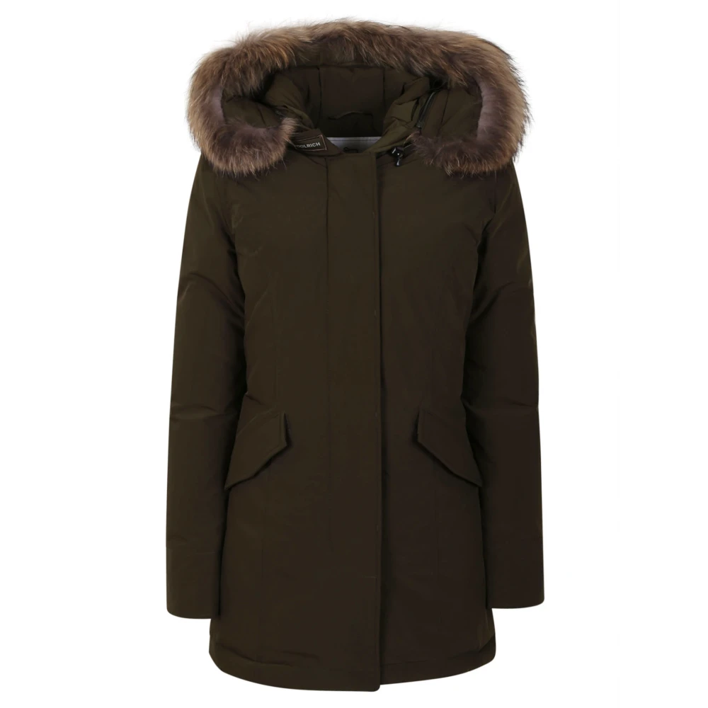 Woolrich Arctische wasbeer parka met bont capuchon Green Dames