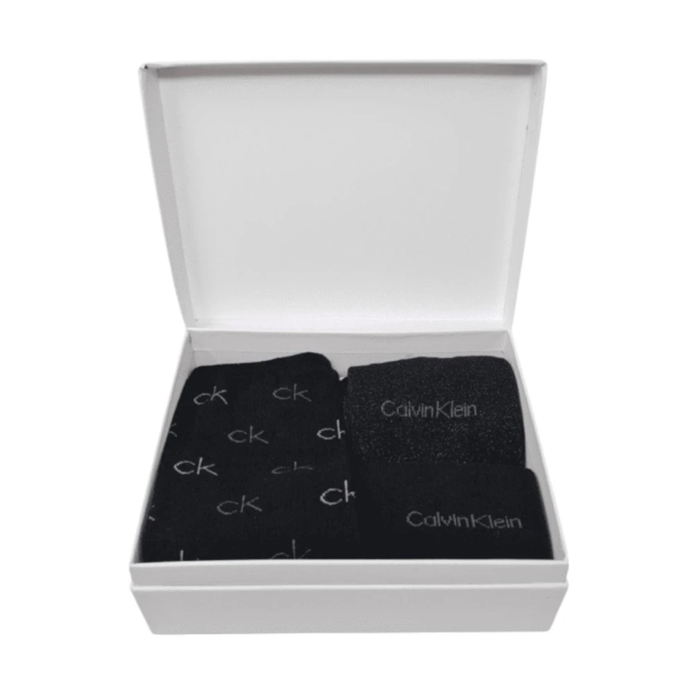 Calvin Klein Glitter Crew Socks CK Logo Black Dames