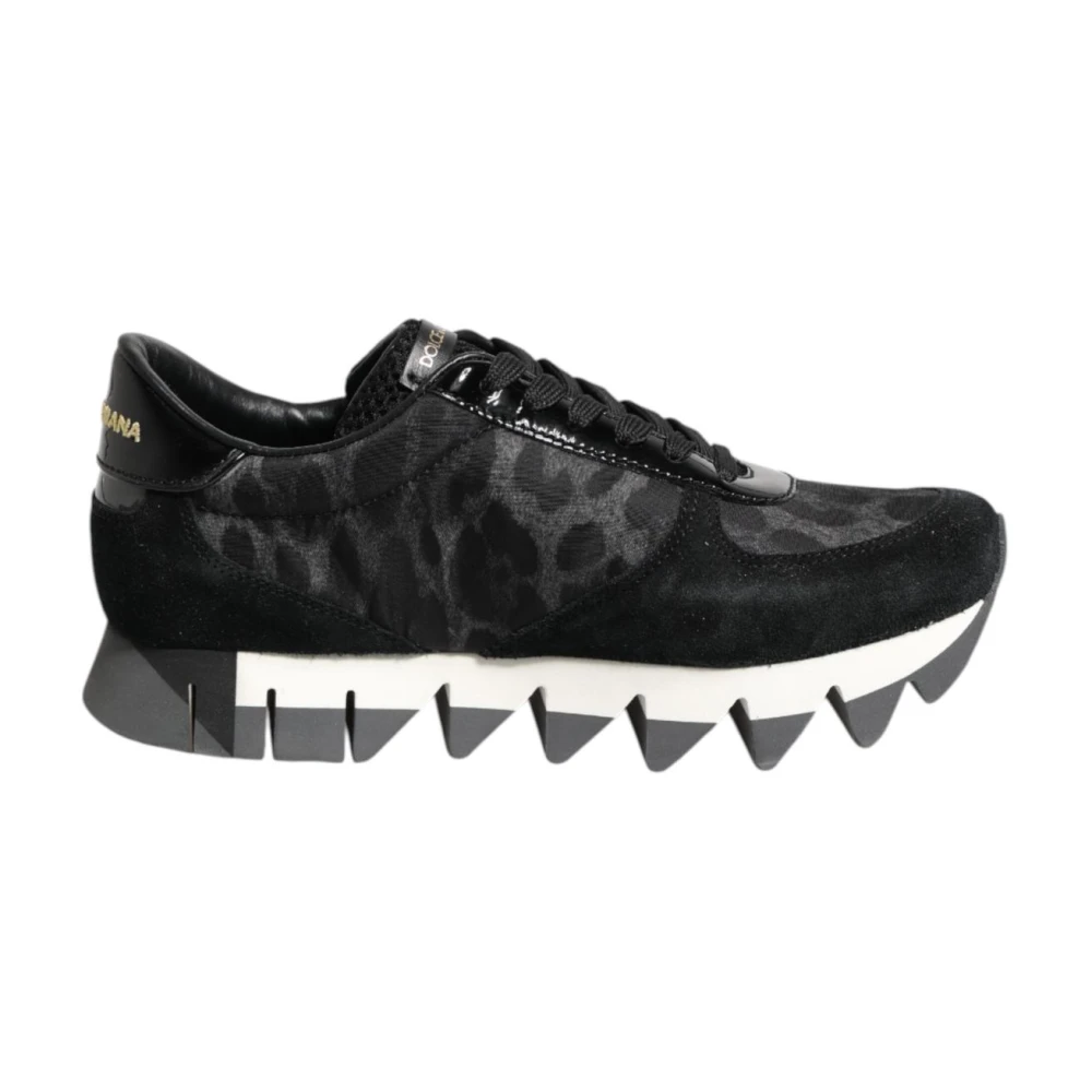 Dolce & Gabbana Donna Nero Leopard Print Low Top Sneakers