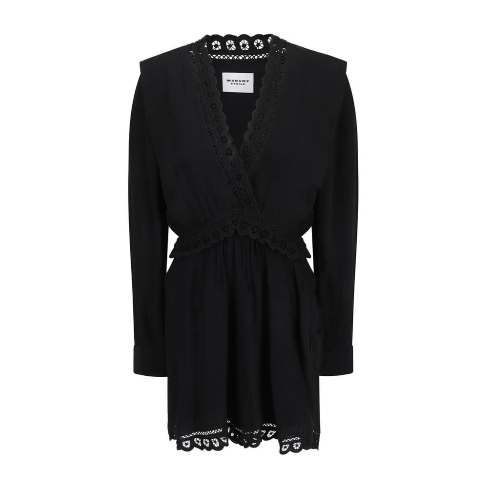 Isabel Marant Étoile Guipure Kant Mini Jurk met V-hals Black Dames