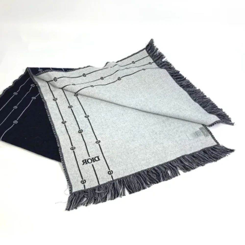 Dior Vintage Pre-owned Wool scarves Blue Dames