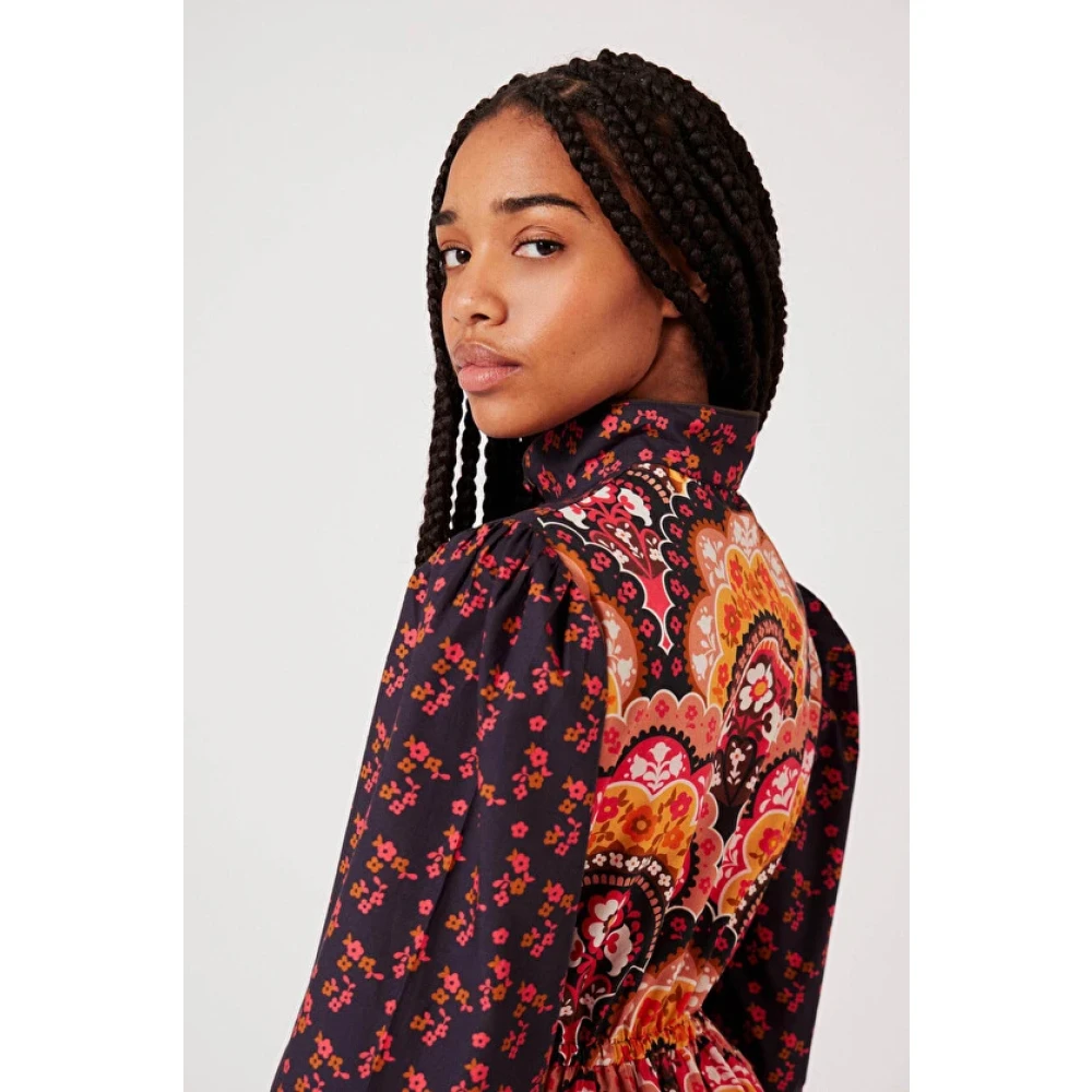 Manoush Gedrukte Katoenen Midi Jurk Multicolor Dames