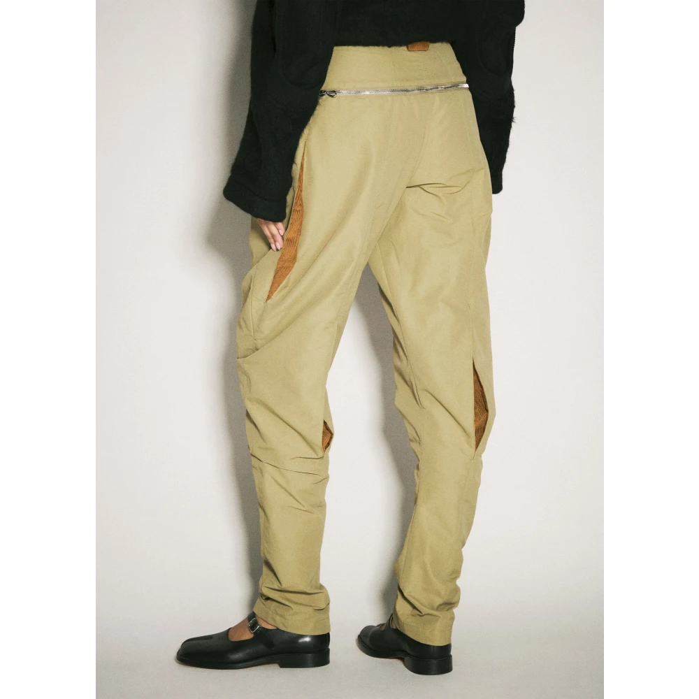 Kiko Kostadinov Broek met ribfluwelen afwerking Beige Dames
