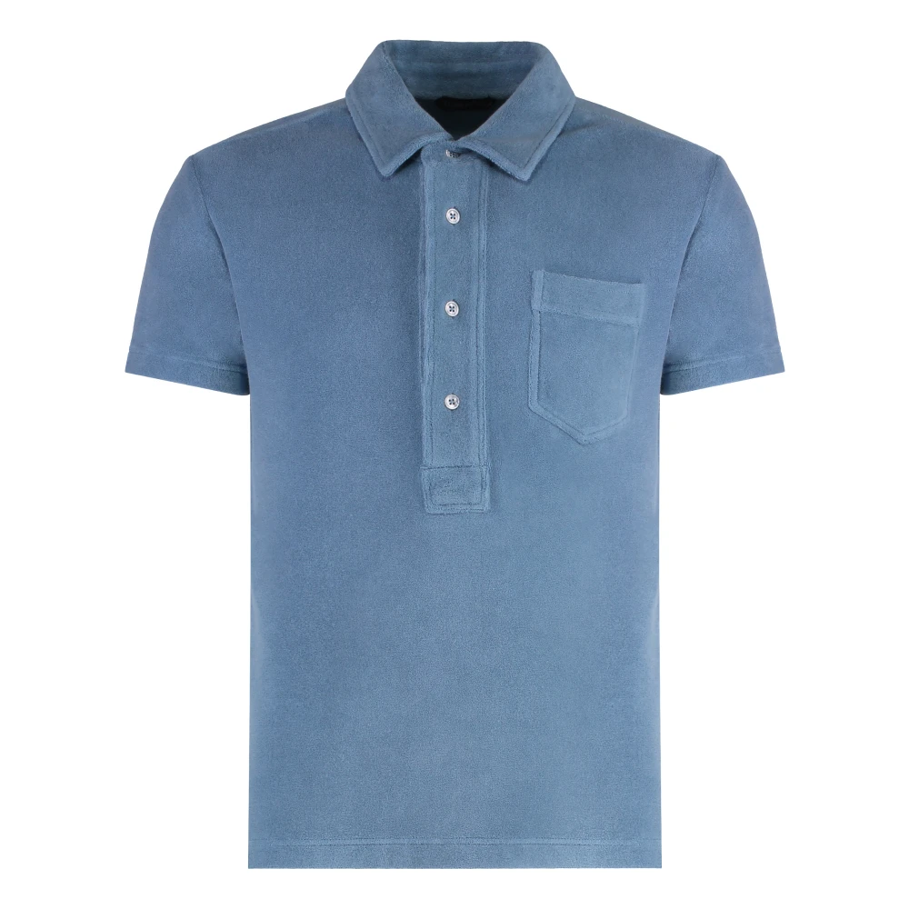 Tom Ford Katoenen Polo Shirt met Voorzak Blue Heren