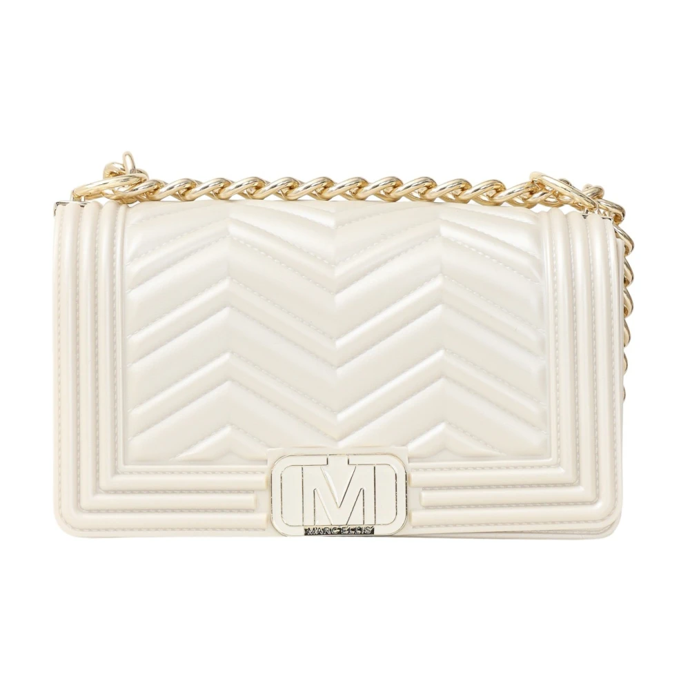 Marc Ellis Flat Wave Schoudertas Wit Parel White Dames