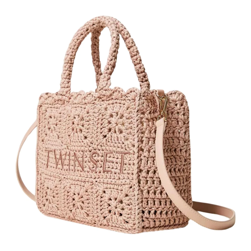 Twinset Roze Gehaakte Shopper Tas Pink Dames