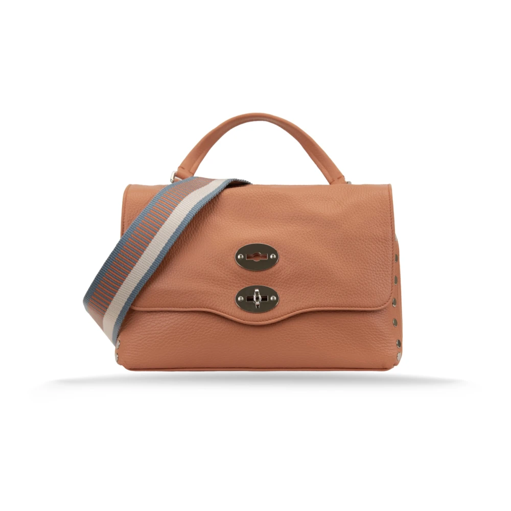 Zanellato Leren schoudertas voor dames met metalen details Orange Dames