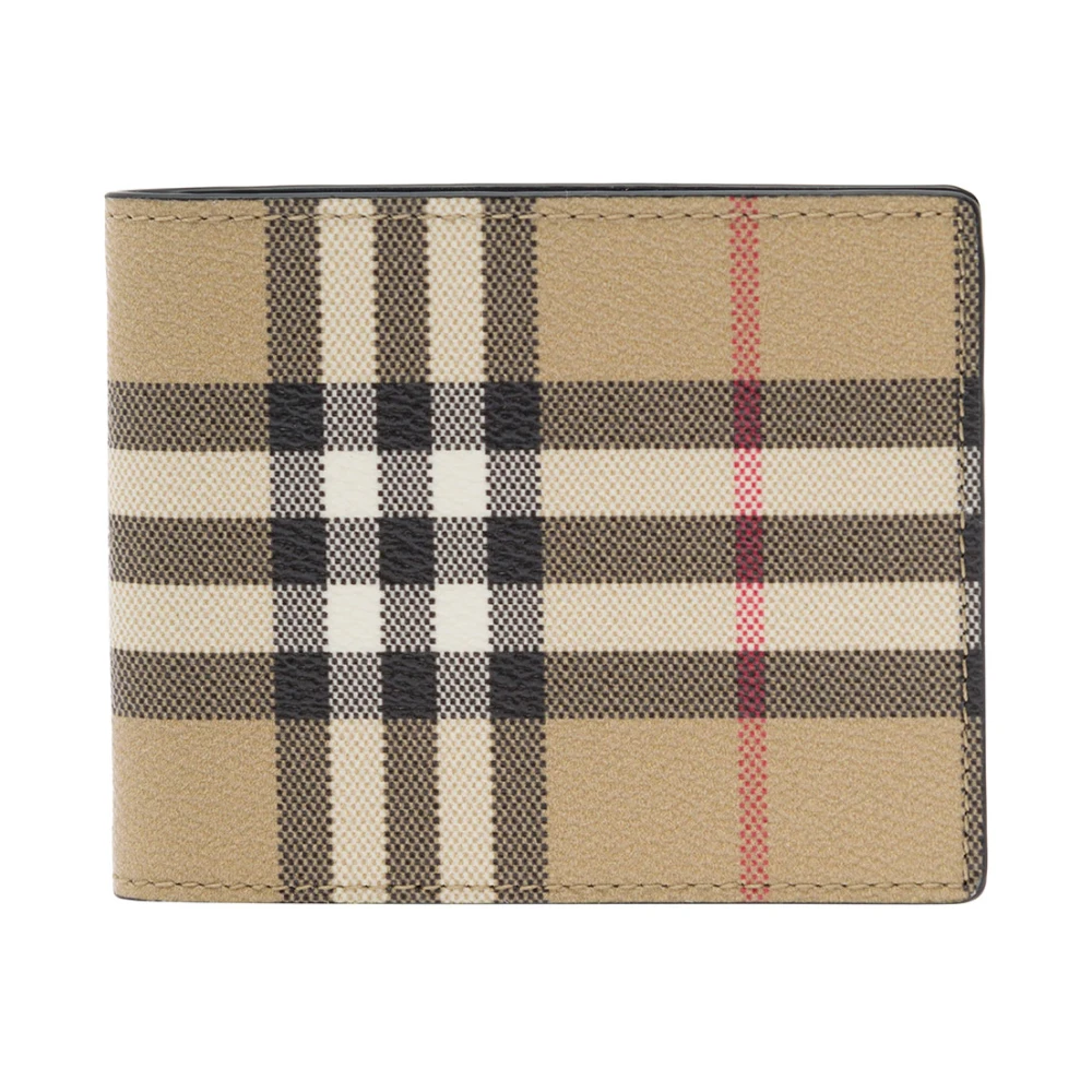 Burberry Beige Check Bi-Fold Portemonnee Multicolor Heren