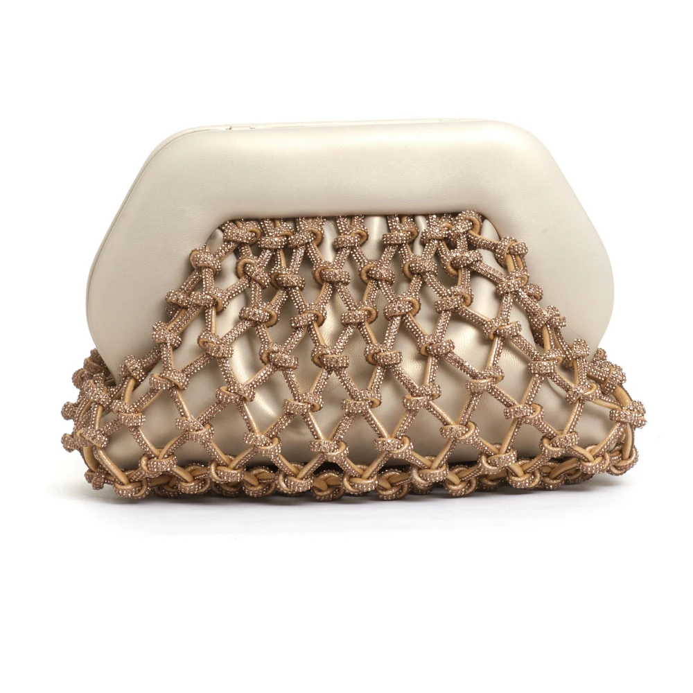 THEMOIRè Beige Strass Clutch Tas Beige Dames