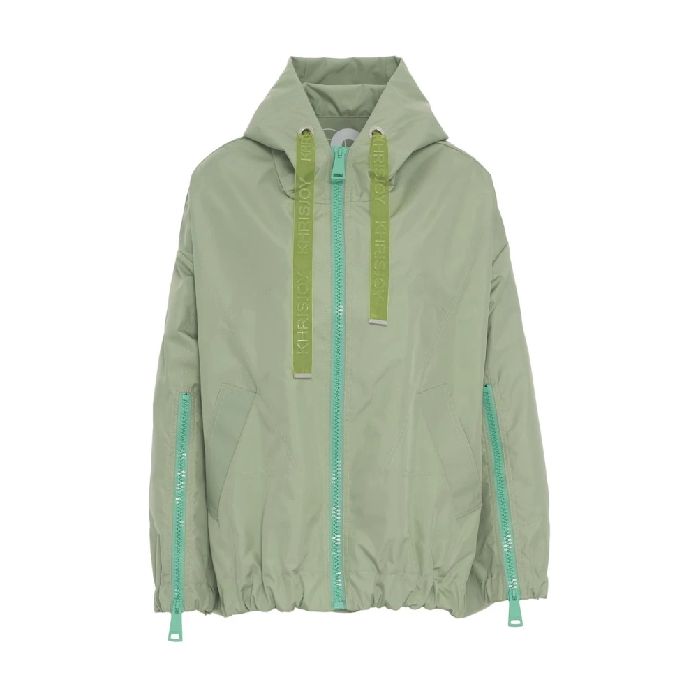 Khrisjoy Groene Windbreaker Jas met Capuchon Green Dames