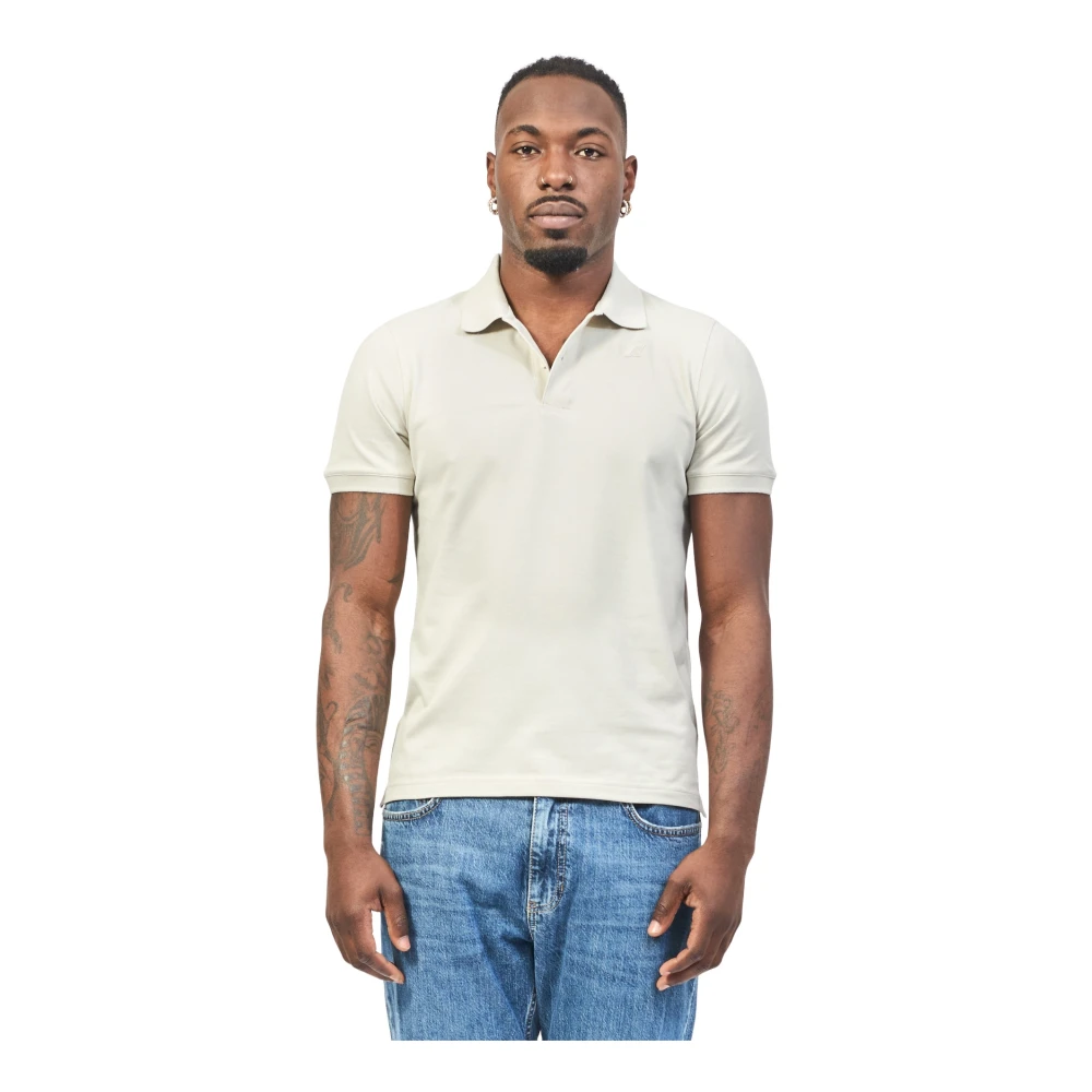 K-way Beige Polo Shirt met Stretchkatoen Beige Heren