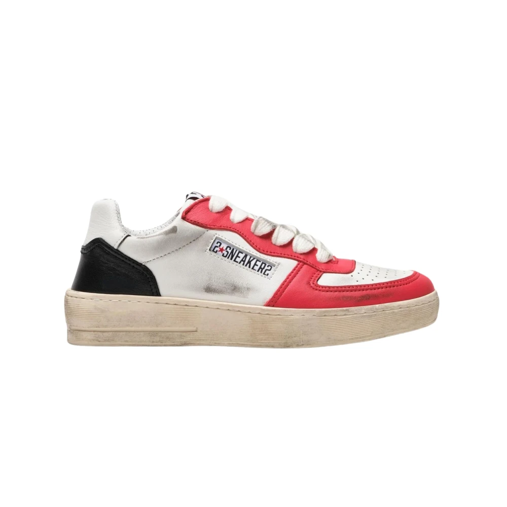 2Star Witte Leren Padel Sneakers Rode Details Heren Schoenen